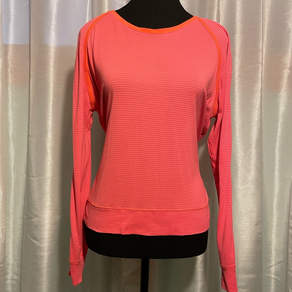 Lululemon Women's Size 6 Coral Striped  Long Sleeve Top.